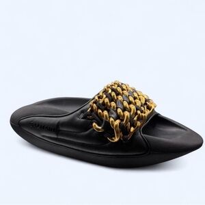 Balmain Black and Gold  Slide Sandals